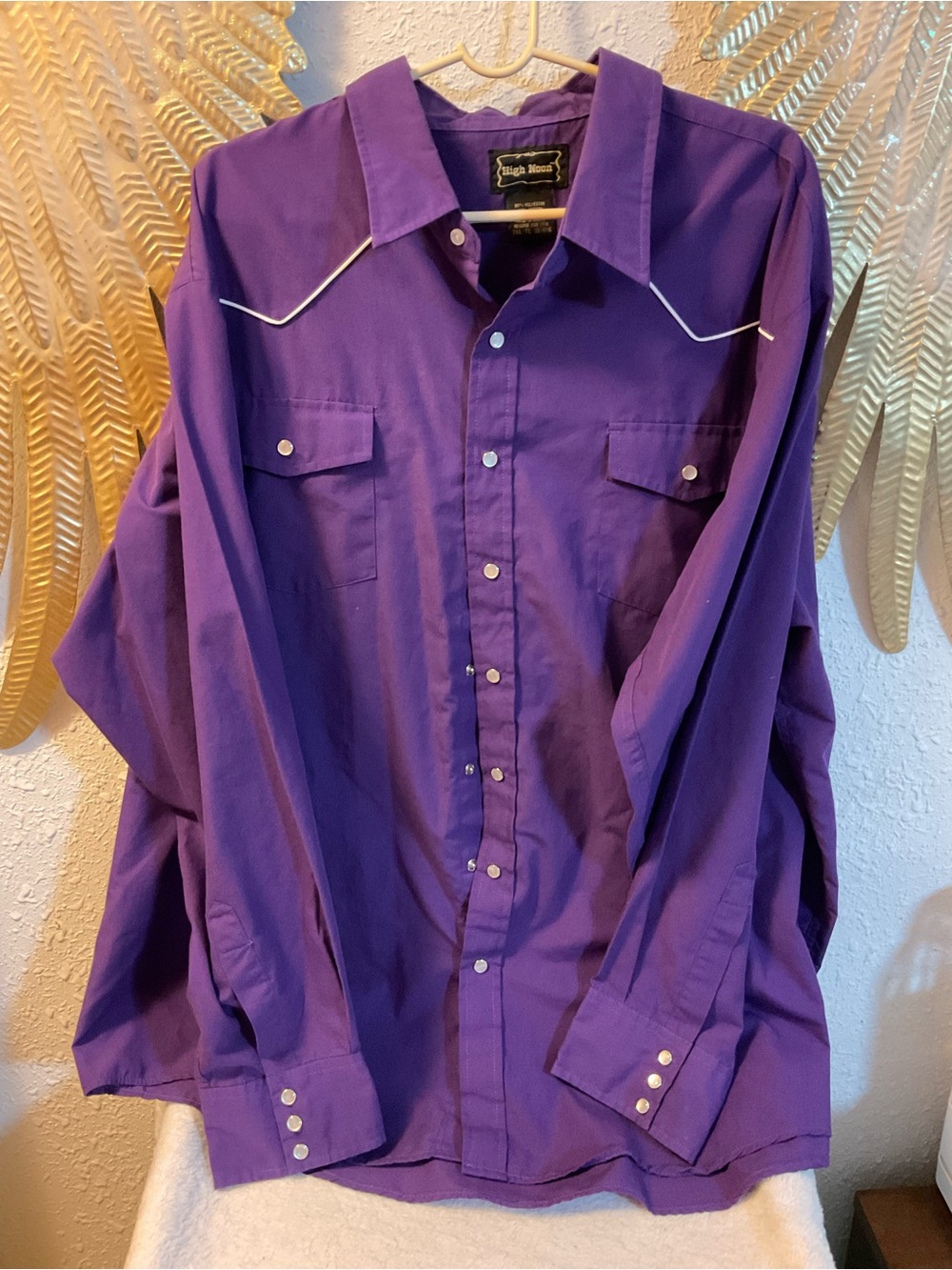 VTG High Noon Western Pearl Snap Shirt Men's Purple